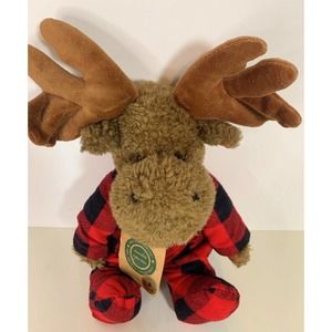 Boyds Bears "Murphy Mooselfluff" Style # 917291 Red Plaid Pajamas Name Missing